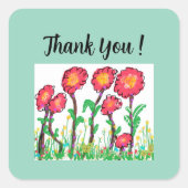 Niedliche Rote Blume Quadratischer Aufkleber (Vorderseite)