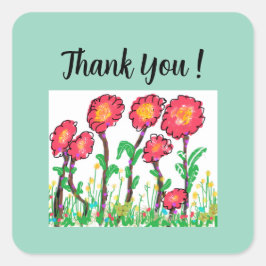 Niedliche Rote Blume Quadratischer Aufkleber