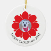 Niedliche rote Blume Rahmen für Begleiter Foto Wei Keramik Ornament (Vorne)