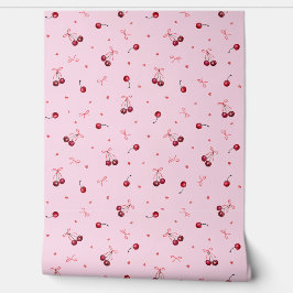 Niedliche rote Bows Kirschen hören auf rosa Tapete