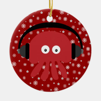 Niedliche rote Cartoon DJ-Quallen u. Keramikornament
