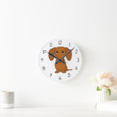 Niedliche Rote Dackel | Funny Cartoon Dackel Hund Runde Wanduhr (Zuhause)