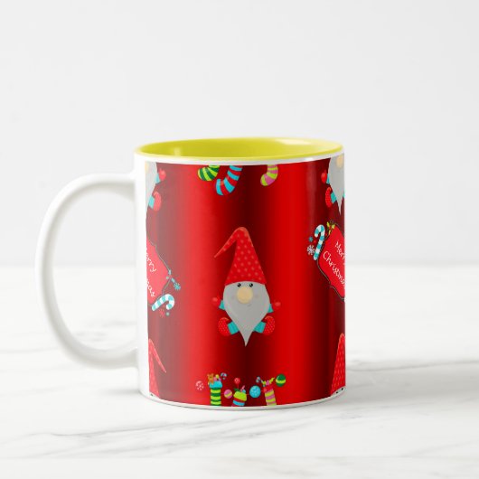 Niedliche Rote Elfen Weihnachten Zweifarbige Tasse (Links)