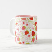 Niedliche Rote Erdbeere-Blume Zweifarbige Tasse (Vorderseite Links)