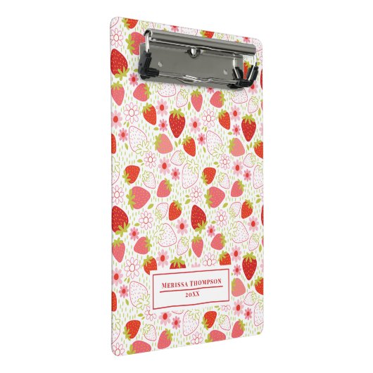 Niedliche Rote Erdbeere Mini Klemmbrett (Schrägansicht)