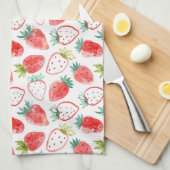 Niedliche Rote Erdbeeren Grüne Blätter Geschirrtuch (Viertel Falte)