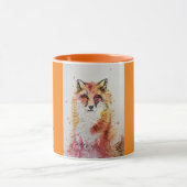Niedliche Rote Fox Aquarellfarbe Tasse Orange (Zentrum)