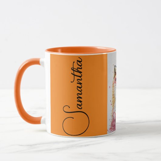 Niedliche Rote Fox Aquarellfarbe Tasse Orange (Links)