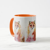 Niedliche Rote Fox Aquarellfarbe Tasse Orange (Vorderseite Links)