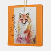 Niedliche Rote Fox Aquarellfarbe Tasse Orange Keramikornament (Links)
