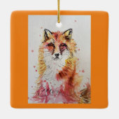 Niedliche Rote Fox Aquarellfarbe Tasse Orange Keramikornament (Rückseite)
