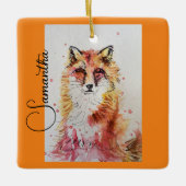 Niedliche Rote Fox Aquarellfarbe Tasse Orange Keramikornament (Vorderseite)
