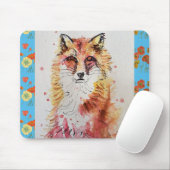 Niedliche Rote Fox Aquarellmalerei Maus Mat Blumen Mousepad (Mit Mouse)