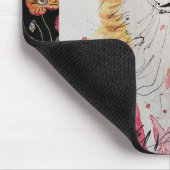 Niedliche Rote Fox Aquarellmalerei Maus Mat Blumen Mousepad (Ecke)