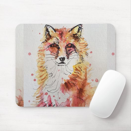 Niedliche Rote Fox Aquarellmalerei Maus Mat Lila Mousepad (Mit Mouse)