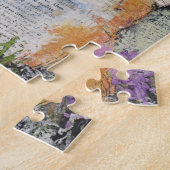 Niedliche Rote Fox-violette Blüten Mischmedien Puzzle (Seite)