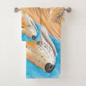 Niedliche Rote Fox Wasserfarbe Badhandtuch Set (Insitu)
