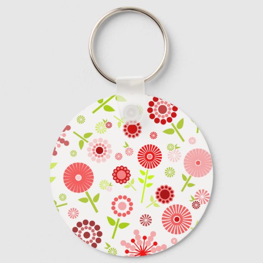 Niedliche rote Frühlingsblumen Schlüsselanhänger (Vorderseite)
