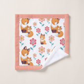 Niedliche Rote Fuchs Mutter mit Babygrenze Muttert Badhandtuch Set (Waschlappen)