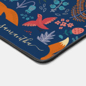 Niedliche rote Füchse und Retro-Blume Schreibtischunterlage (Ecke)