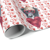 Niedliche Rote Herzen Border Collie Dog Lover Vale Geschenkpapier (Rolleneckpunkt)