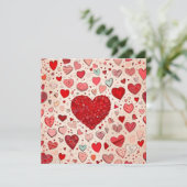 Niedliche rote Herzen Einladung (Stehend Vorderseite)