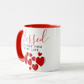 Niedliche rote Herzen gesegnet, dich in meinem Leb Tasse (Vorderseite Links)