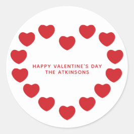 Niedliche rote Herzen Moderne Gebräuche Valentinst Runder Aufkleber