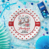 Niedliche rote Herzen und Eulen Pappteller (Party)