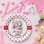 Niedliche rote Herzen und Eulen Pappteller (Party)