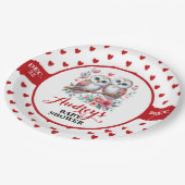 Niedliche rote Herzen und Eulen Pappteller (Schrägansicht)