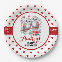 Niedliche rote Herzen und Eulen