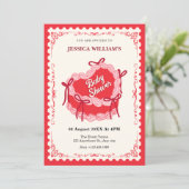 Niedliche Rote Herzklopfen Baby-Dusche Einladung (Stehend Vorderseite)