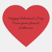 Niedliche rote Herzschrift Valentinin's Tagesunter Herz-Aufkleber (Vorderseite)