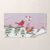 Niedliche Rote Kardinal Liebe Winterlandschaft Badhandtuch Set (Handtuch)