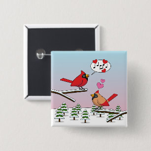 Niedliche Rote Kardinal Liebe Winterlandschaft Button