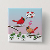 Niedliche Rote Kardinal Liebe Winterlandschaft Button (Vorderseite)