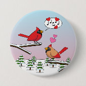 Niedliche Rote Kardinal Liebe Winterlandschaft Button (Vorderseite)