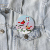 Niedliche Rote Kardinal Liebe Winterlandschaft Button (Beispiel)