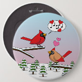 Niedliche Rote Kardinal Liebe Winterlandschaft Button (Vorne & Hinten)
