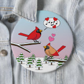 Niedliche Rote Kardinal Liebe Winterlandschaft Button (Beispiel)