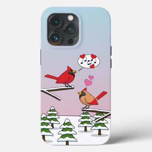Niedliche Rote Kardinal Liebe Winterlandschaft Case-Mate iPhone Hülle (Rückseite)