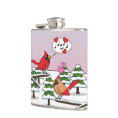 Niedliche Rote Kardinal Liebe Winterlandschaft Flachmann (Links)