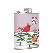 Niedliche Rote Kardinal Liebe Winterlandschaft Flachmann (Rechts)