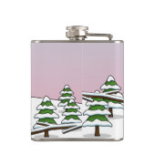 Niedliche Rote Kardinal Liebe Winterlandschaft Flachmann (Rückseite)