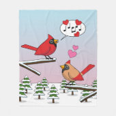 Niedliche Rote Kardinal Liebe Winterlandschaft Fleecedecke (Vorderseite)