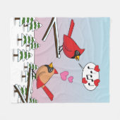 Niedliche Rote Kardinal Liebe Winterlandschaft Fleecedecke (Vorderseite (Horizontal))