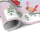 Niedliche Rote Kardinal Liebe Winterlandschaft Geschenkpapier (Rolleneckpunkt)