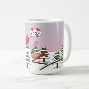 Niedliche Rote Kardinal Liebe Winterlandschaft Kaffeetasse