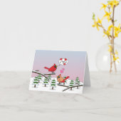 Niedliche Rote Kardinal Liebe Winterlandschaft Karte (Gelbe Blume)